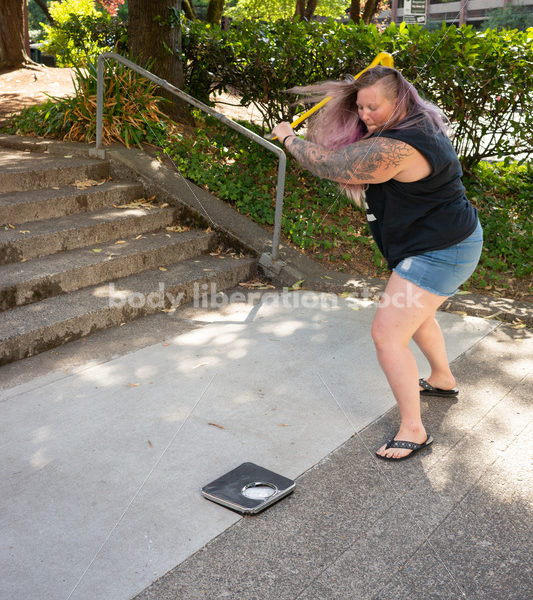 Eating Disorder Recovery Stock Photo: Scale Smashing - Body Liberation Photos