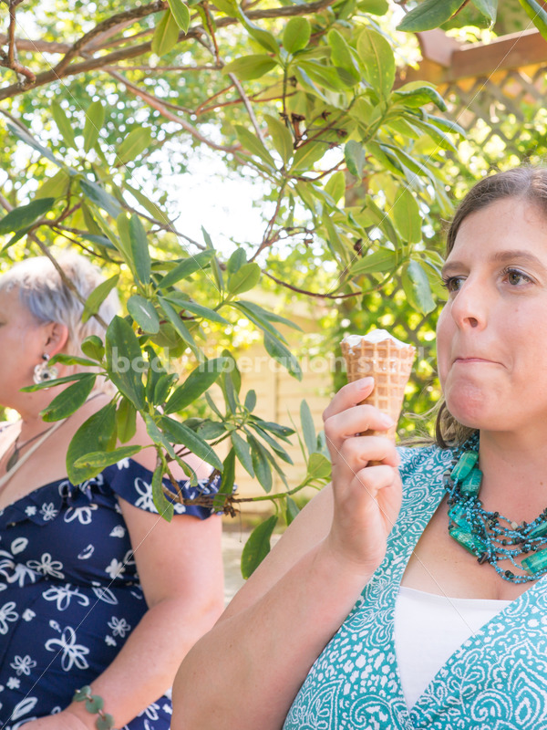 Eating Disorder Support Stock Image: Women Eating Ice Cream - Body Liberation Photos