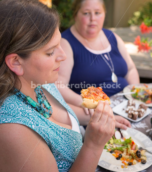 Eating Disorder Therapy Stock Image: Women Supporting Each Other During Outdoor Meal - Body Liberation Photos