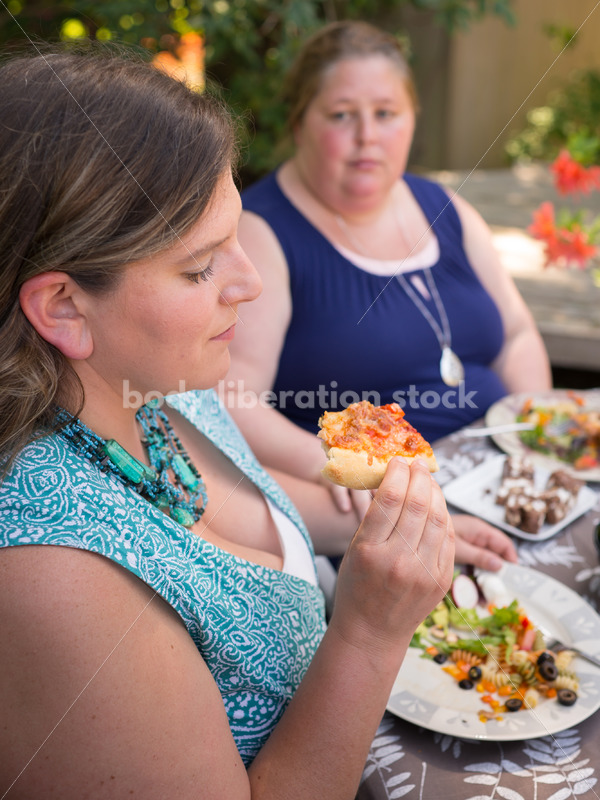 Eating Disorder Therapy Stock Image: Women Supporting Each Other During Outdoor Meal - Body Liberation Photos