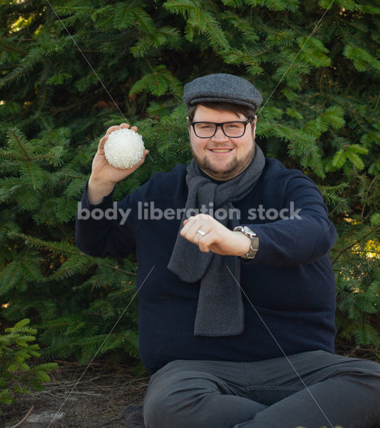 Holiday Stock Image: Plus-Size Couple at a Tree Farm - Body Liberation Photos