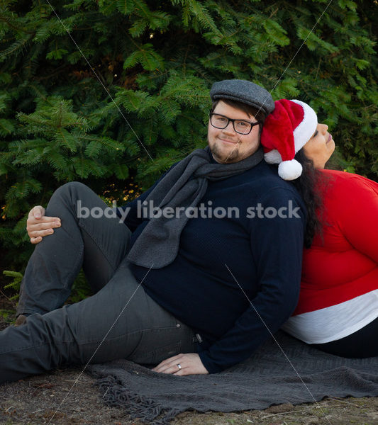 Holiday Stock Image: Plus-Size Couple at a Tree Farm - Body Liberation Photos