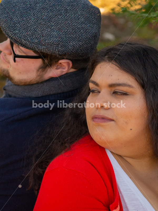 Holiday Stock Image: Plus-Size Couple at a Tree Farm - Body Liberation Photos