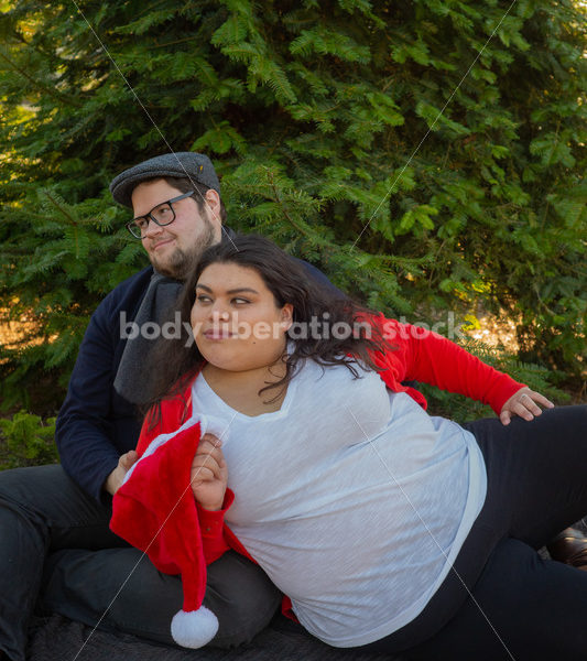 Holiday Stock Image: Plus-Size Couple at a Tree Farm - Body Liberation Photos