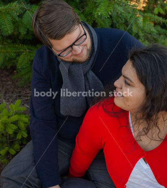 Holiday Stock Image: Plus-Size Couple at a Tree Farm - Body Liberation Photos