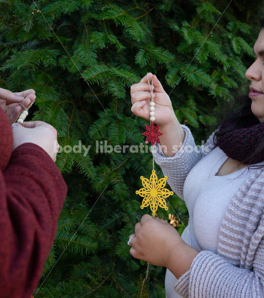 Holiday Stock Image: Plus-Size Couple at a Tree Farm - Body Liberation Photos