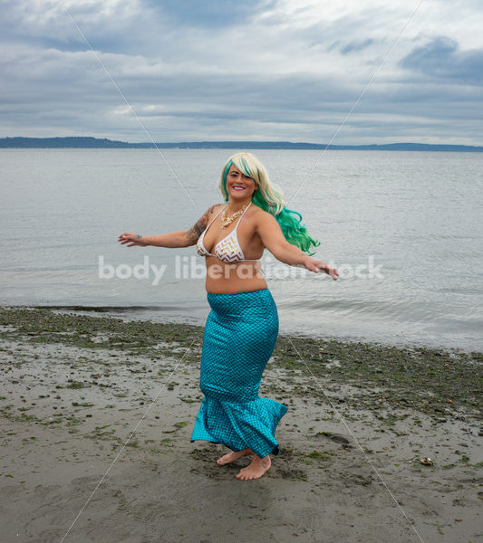 Joyful Movement Stock Image: Mermaid Jumps and Twirls - Body Liberation Photos