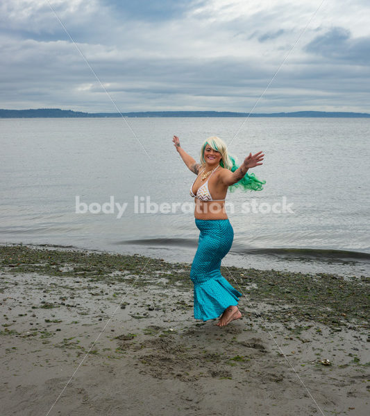 Joyful Movement Stock Image: Mermaid Jumps and Twirls - Body Liberation Photos