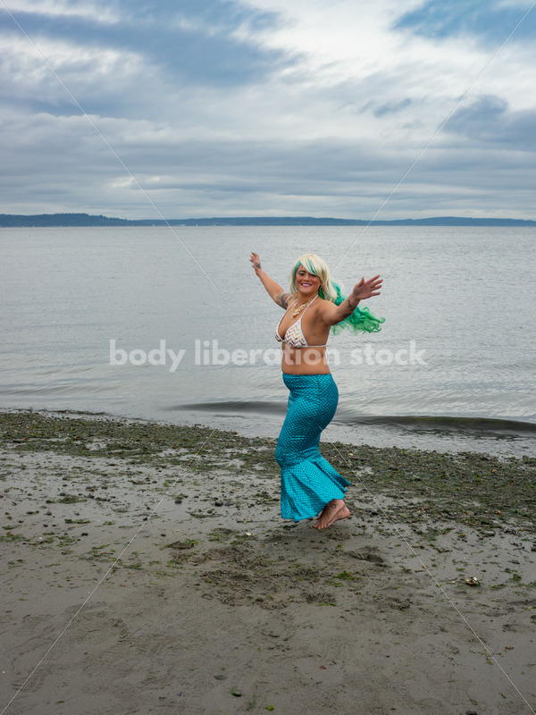 Joyful Movement Stock Image: Mermaid Jumps and Twirls - Body Liberation Photos