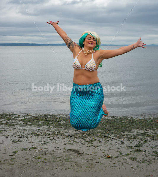 Joyful Movement Stock Image: Mermaid Jumps and Twirls - Body Liberation Photos