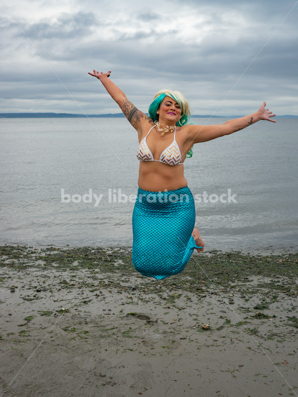 Joyful Movement Stock Image: Mermaid Jumps and Twirls - Body Liberation Photos