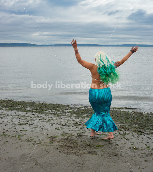 Joyful Movement Stock Image: Mermaid Jumps and Twirls - Body Liberation Photos