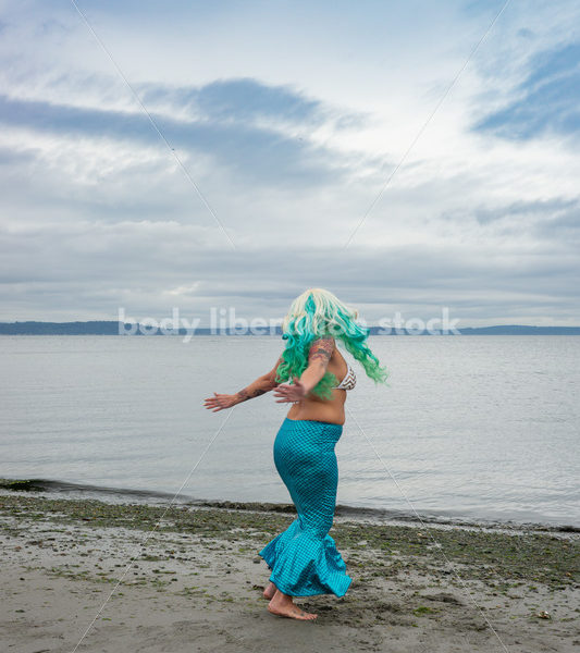 Joyful Movement Stock Image: Mermaid Jumps and Twirls - Body Liberation Photos