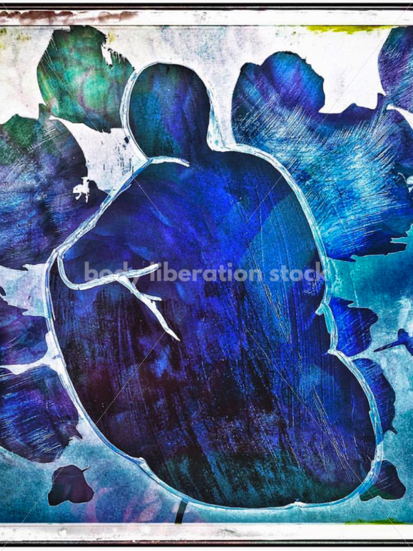 Kathryn Hack art sketch of woman sitting, blue floral background - Body Liberation Photos