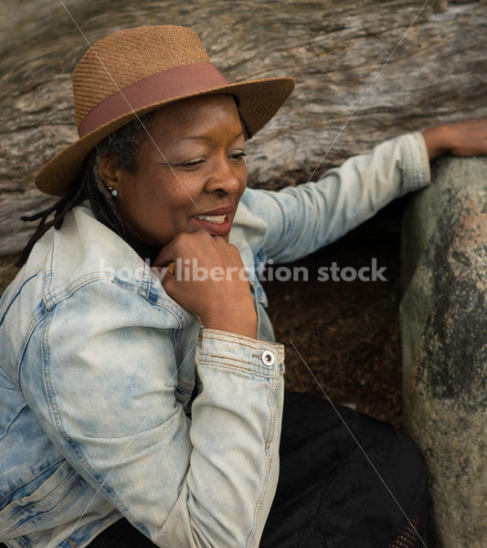 Plus-Size African American Woman Outdoors Relaxing - Body Liberation Photos