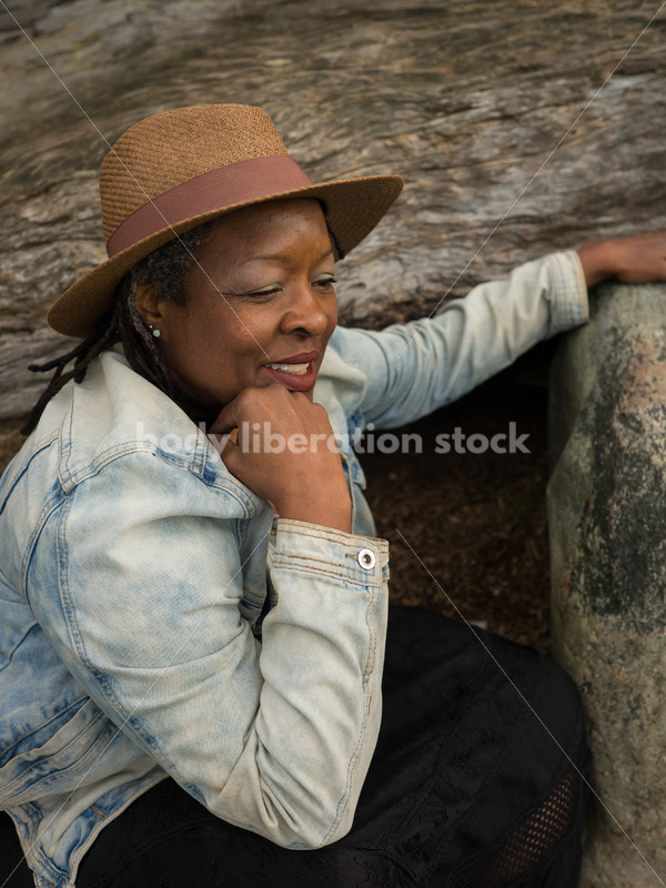 Plus-Size African American Woman Outdoors Relaxing - Body Liberation Photos