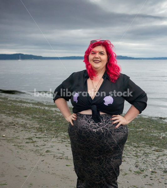 Plus-Size Stock Photo: Woman on Beach - Body Liberation Photos