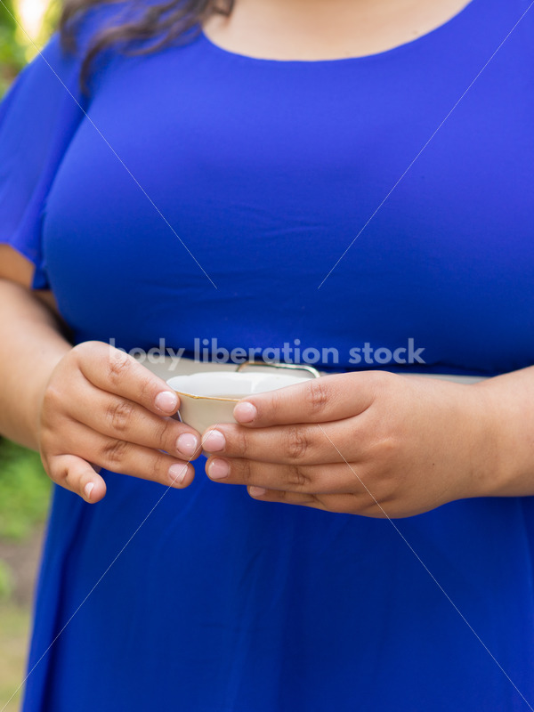 Plus-Size Woman with Teacup in Garden - Body Liberation Photos
