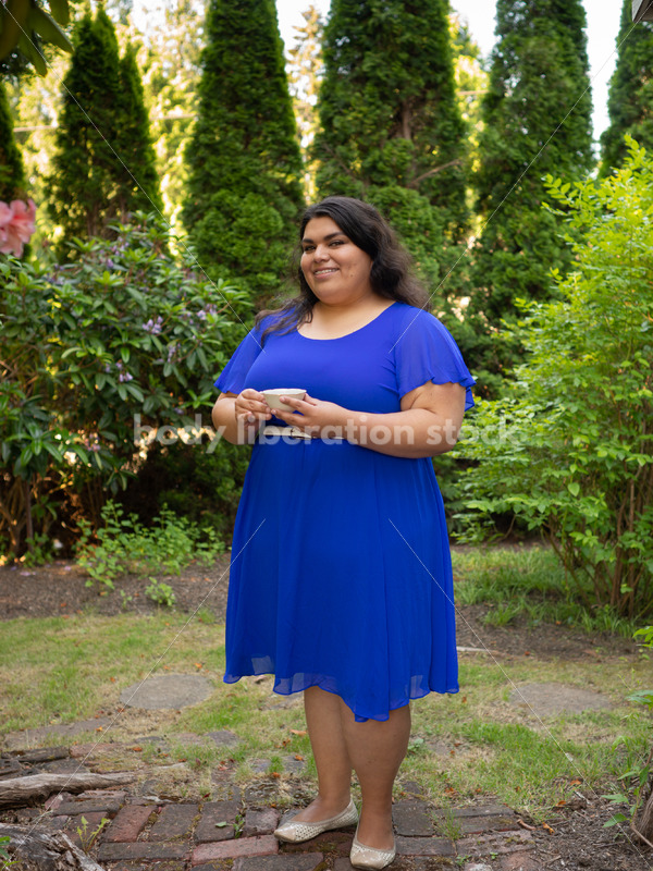 Plus-Size Woman with Teacup in Garden - Body Liberation Photos