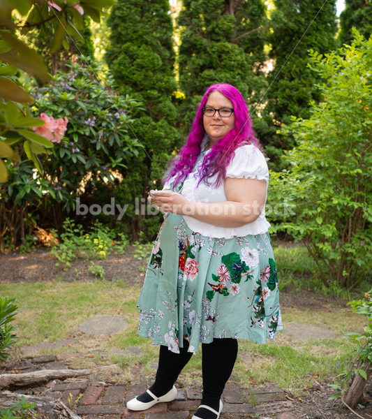 Plus-Size Woman with Teacup in Garden - Body Liberation Photos