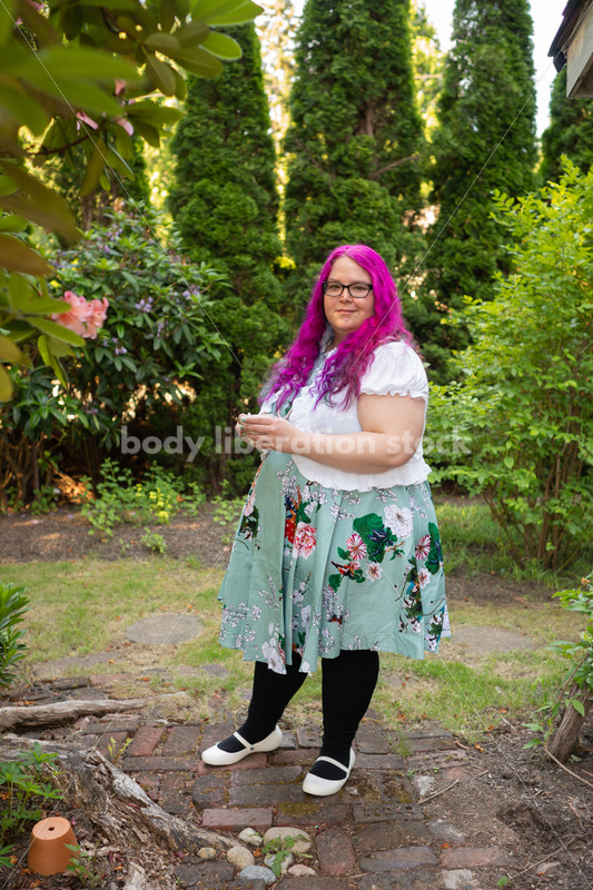 Plus-Size Woman with Teacup in Garden - Body Liberation Photos