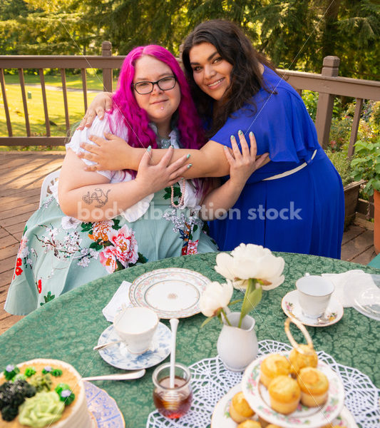 Plus-Size Women Eat, Drink, and Talk at Outdoor Summer Tea Party - Body Liberation Photos