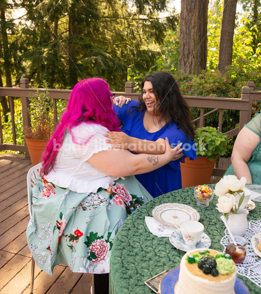 Plus-Size Women Eat, Drink, and Talk at Outdoor Summer Tea Party - Body Liberation Photos