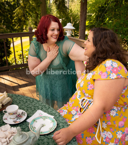 Plus-Size Women Eat, Drink, and Talk at Outdoor Summer Tea Party - Body Liberation Photos