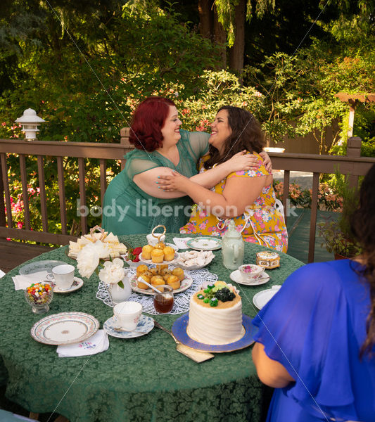 Plus-Size Women Eat, Drink, and Talk at Outdoor Summer Tea Party - Body Liberation Photos