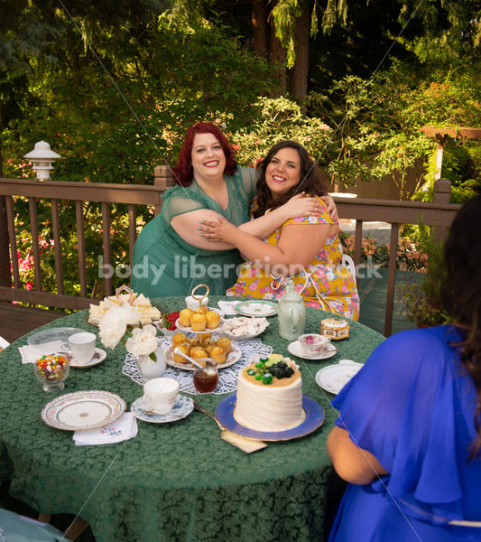 Plus-Size Women Eat, Drink, and Talk at Outdoor Summer Tea Party - Body Liberation Photos