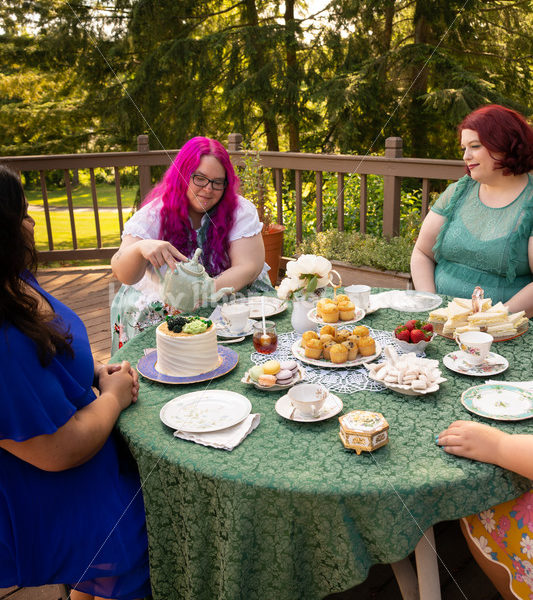 Plus-Size Women Eat, Drink, and Talk at Outdoor Summer Tea Party - Body Liberation Photos