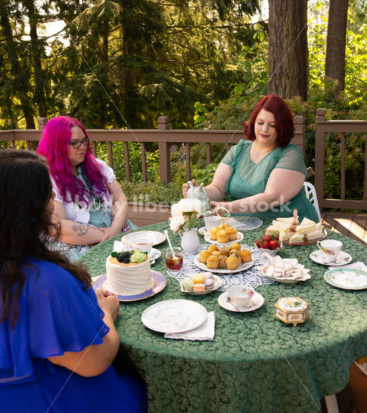 Plus-Size Women Eat, Drink, and Talk at Outdoor Summer Tea Party - Body Liberation Photos