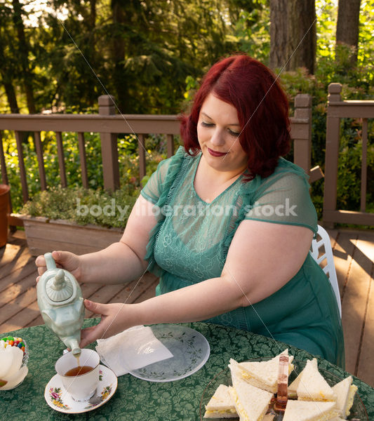 Plus-Size Women Eat, Drink, and Talk at Outdoor Summer Tea Party - Body Liberation Photos