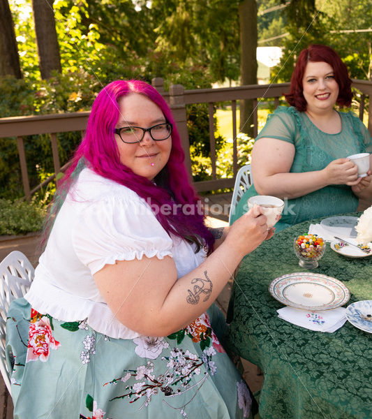 Plus-Size Women Eat, Drink, and Talk at Outdoor Summer Tea Party - Body Liberation Photos