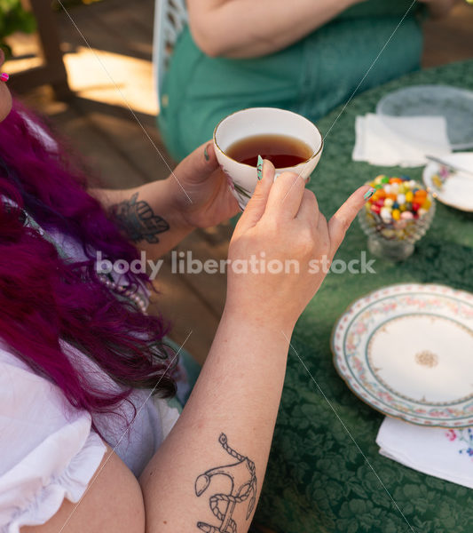 Plus-Size Women Eat, Drink, and Talk at Outdoor Summer Tea Party - Body Liberation Photos