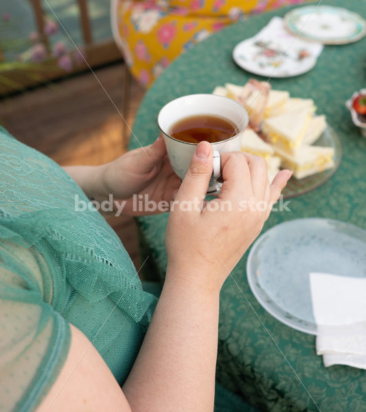 Plus-Size Women Eat, Drink, and Talk at Outdoor Summer Tea Party - Body Liberation Photos