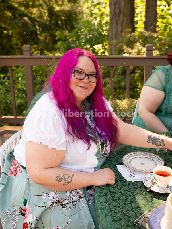 Plus-Size Women Eat, Drink, and Talk at Outdoor Summer Tea Party - Body Liberation Photos