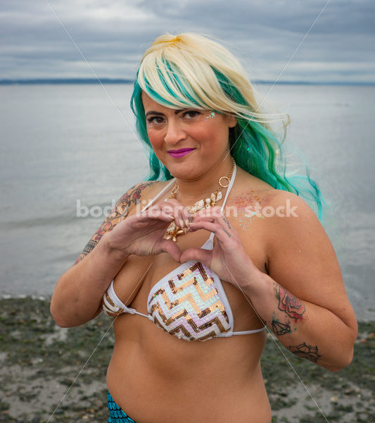 Romance Stock Photo: Plus-Size Mermaid on Beach - Body Liberation Photos