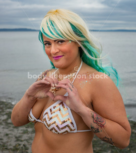 Romance Stock Photo: Plus-Size Mermaid on Beach - Body Liberation Photos