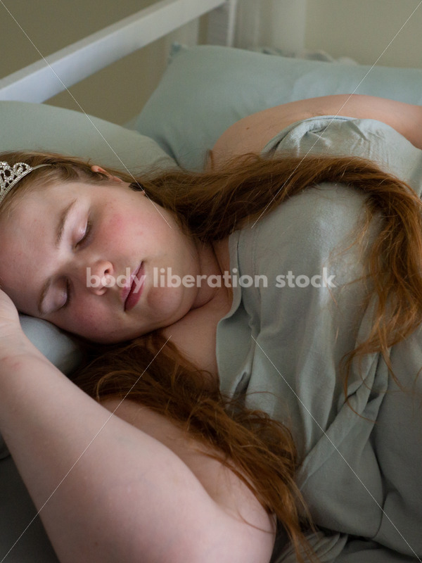 Self Care Stock Photo: Plus-Size Woman Resting, Sleeping or Napping with Tiara - Body Liberation Photos