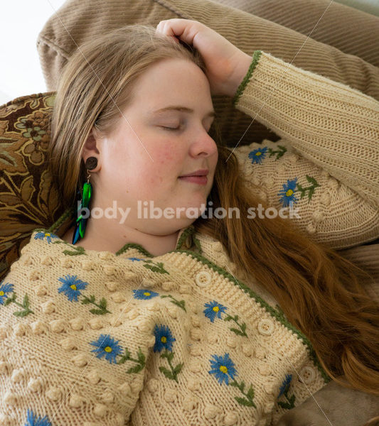 Self Care Stock Photo: Plus-Size Woman on Couch - Body Liberation Photos