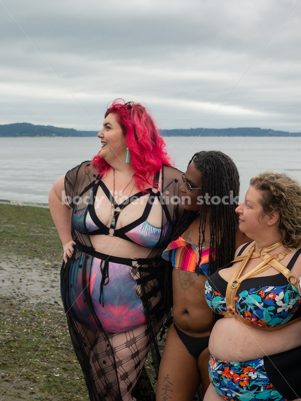 Stock Image: Group of friends walking on beach - Body Liberation Photos
