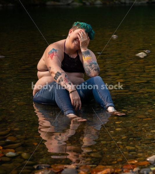 Summer Fun: Non-Binary Person in River - Body Liberation Photos