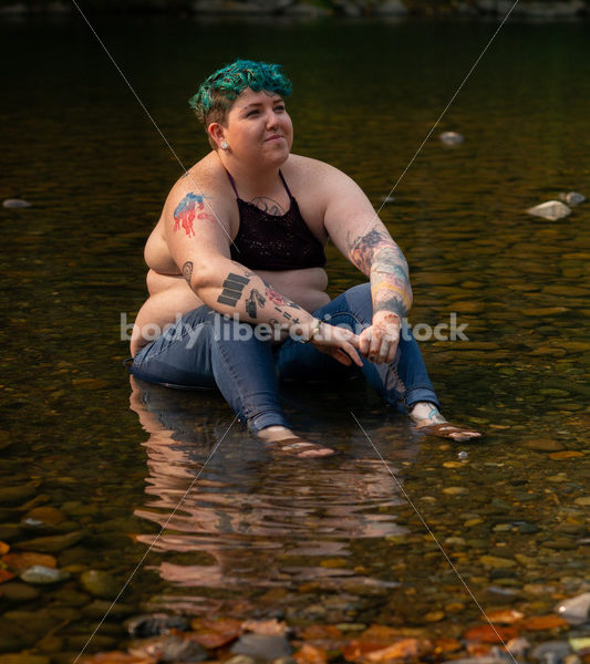 Summer Fun: Non-Binary Person in River - Body Liberation Photos