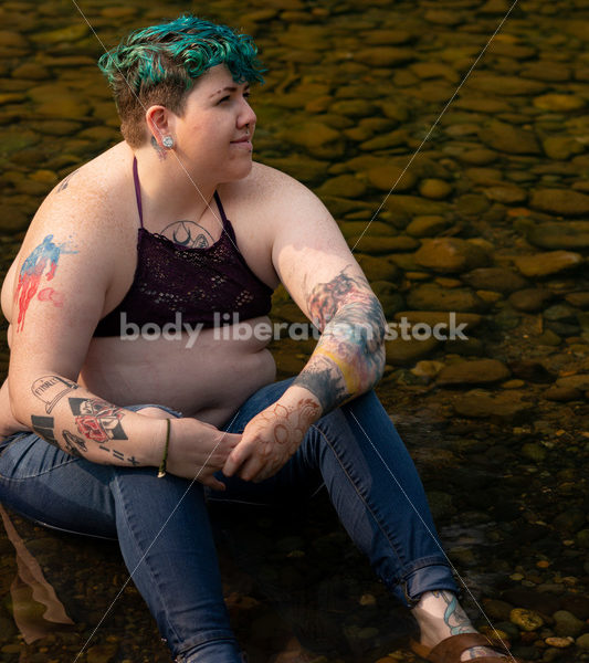 Summer Fun: Non-Binary Person in River - Body Liberation Photos