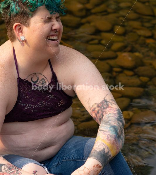 Summer Fun: Non-Binary Person in River - Body Liberation Photos