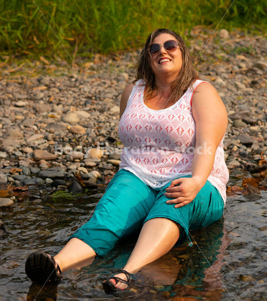 Summer Fun: Plus-Size Woman in River - Body Liberation Photos