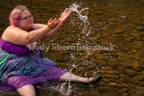 Summer Fun: Plus-Size Woman in River - Body Liberation Photos