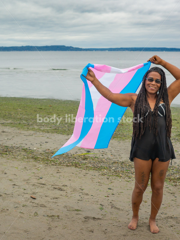 Trans Pride Stock Image: Transgender Woman on Beach - Body Liberation Photos