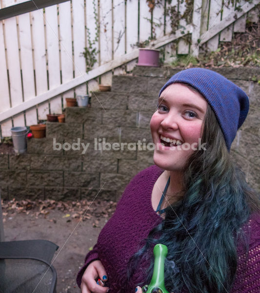 A young caucasian woman smokes legal marijuana in Washington state - Body Liberation Photos